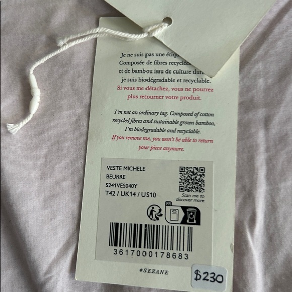 Sezane-Linen, double-breasted suit jacket-Size 42-XL - Picture 5 of 9